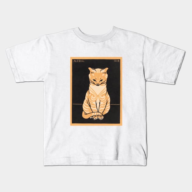 Sitting Cat (1918) by Julie de Graag (1877-1924) Kids T-Shirt by dailycreativo